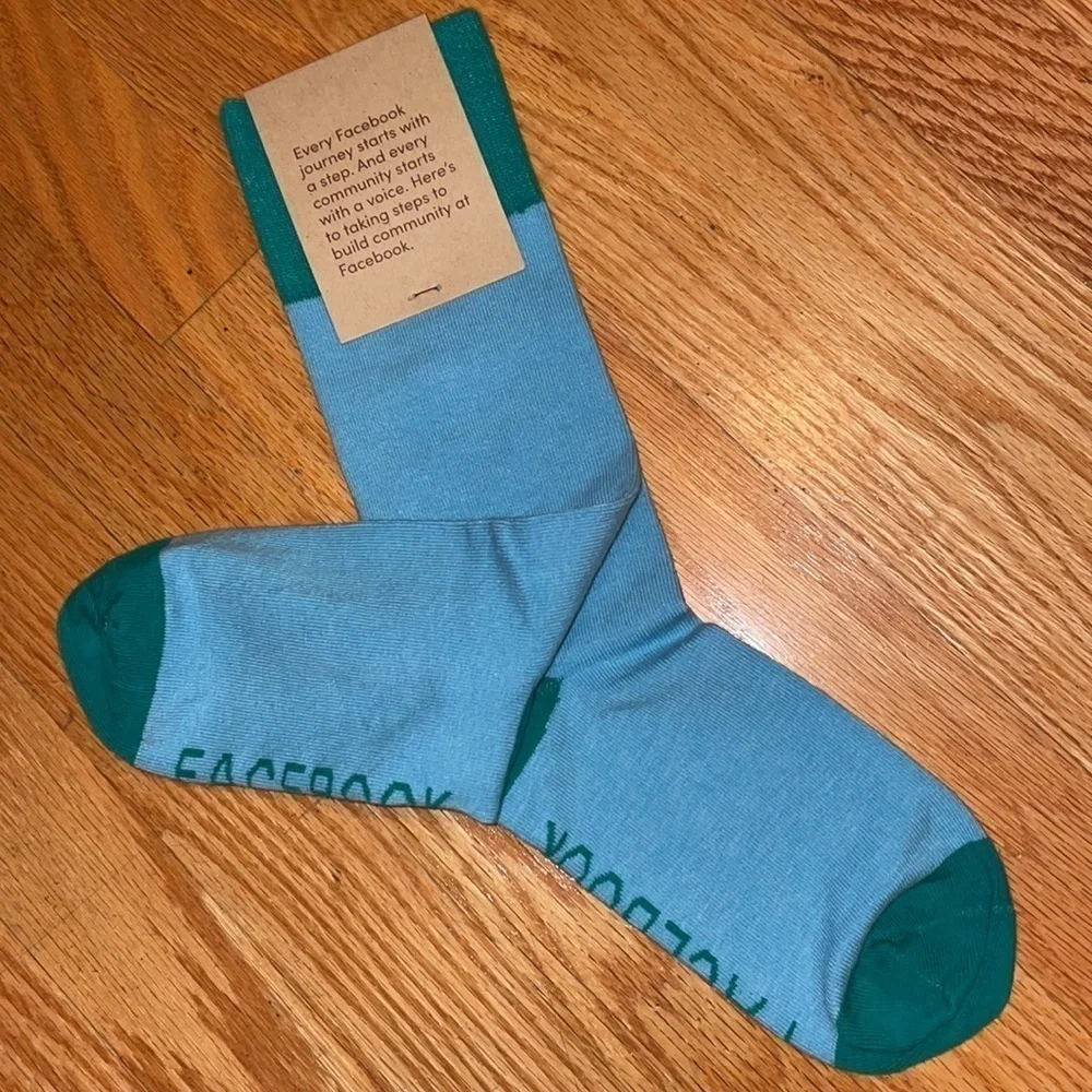 Facebook Employee Unisex Teal and Blue Color block Socks Two Pairs OS NWT